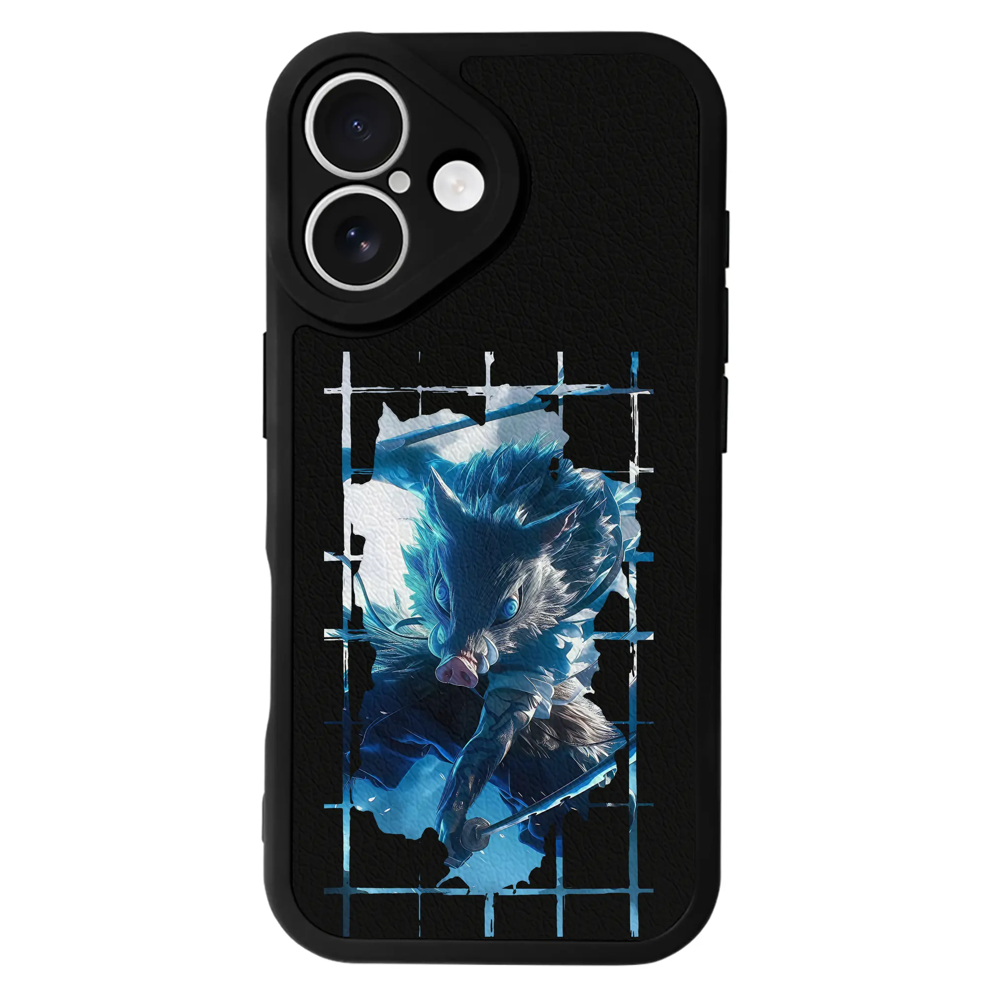 鬼滅の刃 グッズ,嘴平 伊之助 - IPhone 16シリーズ対応 ・ シリコンスマホケース ・ レザー調 ・ 高精度フィット ・ 耐衝撃 ・ ワイヤレス充電対応 ・ 精密カット